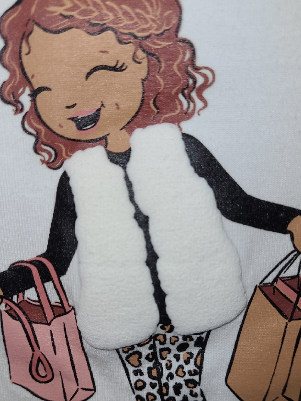 Cynthia Rowley White Long-Sleeve Ruffle Hem Top with shopping girl Graphic 12mo. - Picture 5 of 7